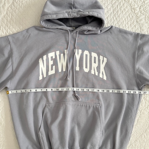 Brandy Melville John Galt New York Oversized Christy Hoodie Sweatshirt Pale Blue - Picture 3 of 9